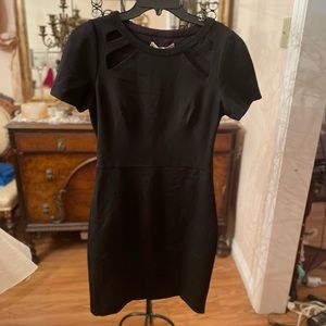 NWT Halston Heritage black sz 8 cut out LBD $395